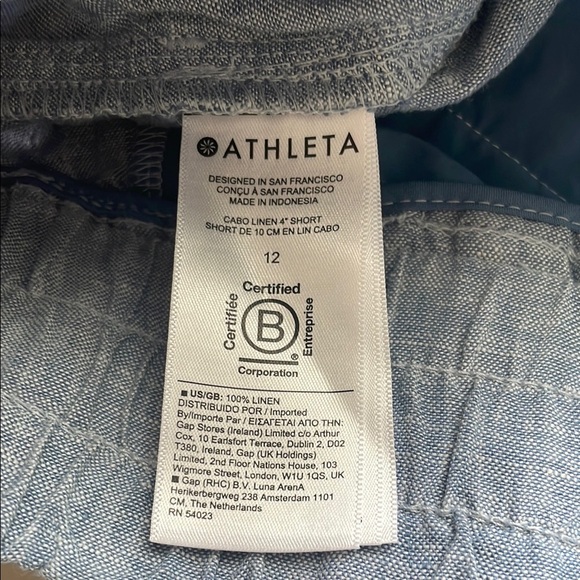 Athleta Cabo 100% Linen Shorts Blue Chambray size 12 - Picture 6 of 10